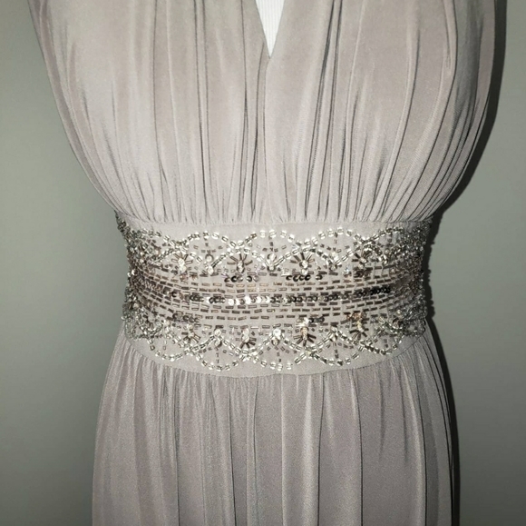 Collection Dressbarn Embellished Taupe Maxi Dress - Picture 4 of 9